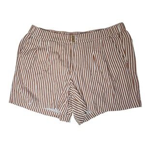 Liz Claiborne Striped Shorts High Waist‎ Casual Linen Blend Brown Size 16